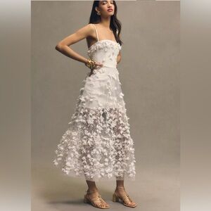 Helsi Audrey Square-Neck Floral Appliqué Sheer Midi Dress - Like New Condition